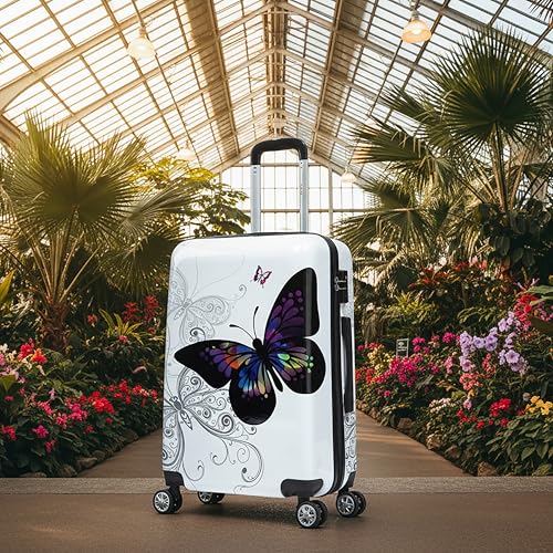 Image of InUSA Butterfly Print 24-Inch Medium Hardside Spinner Luggage Lightweight