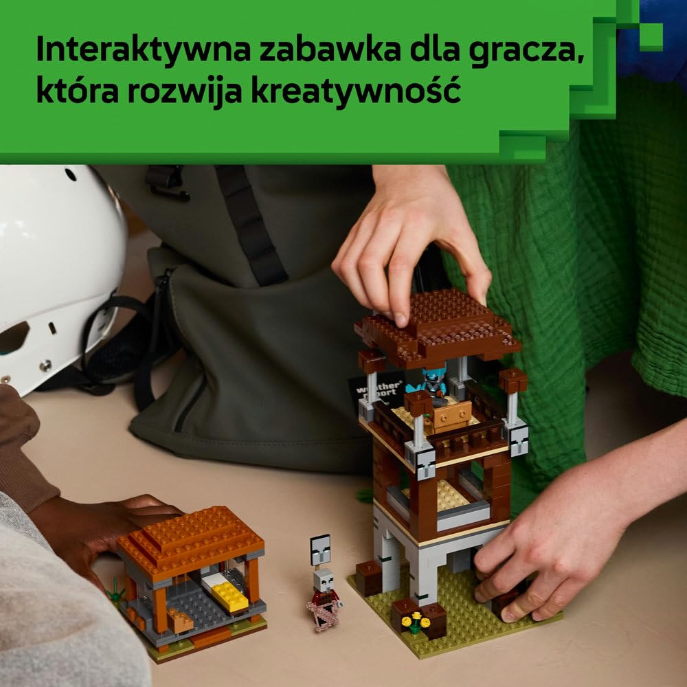 LEGO Minecraft Kryjówka rozbójników i dewastatorów 21278 | budowla Minecraft, zestaw z mobami, prezent dla fana Minecrafta 9+, 665 elementów