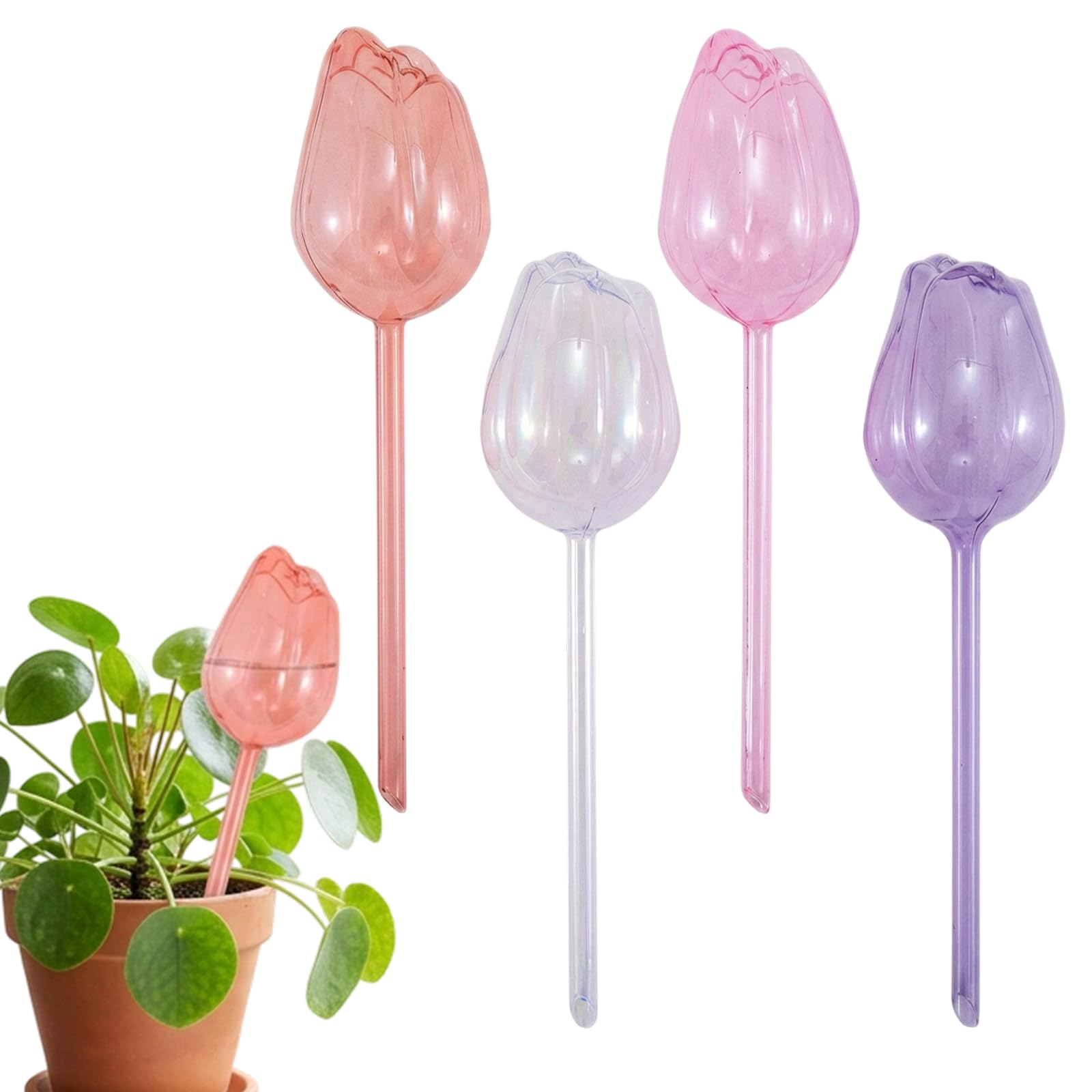 JaiZvt 4-Pack Plant Watering Globes, PVC Automatic Plant Waterer Drip Irrigation Bulbs, 200ml watering globes for indoor and outdoor plants