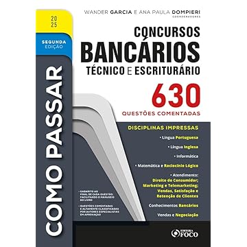 Capa do livro Como Passar em Concursos Bancários - Técnico e Escriturário – 630 Questões Comentadas - 2ª Ed - 2025