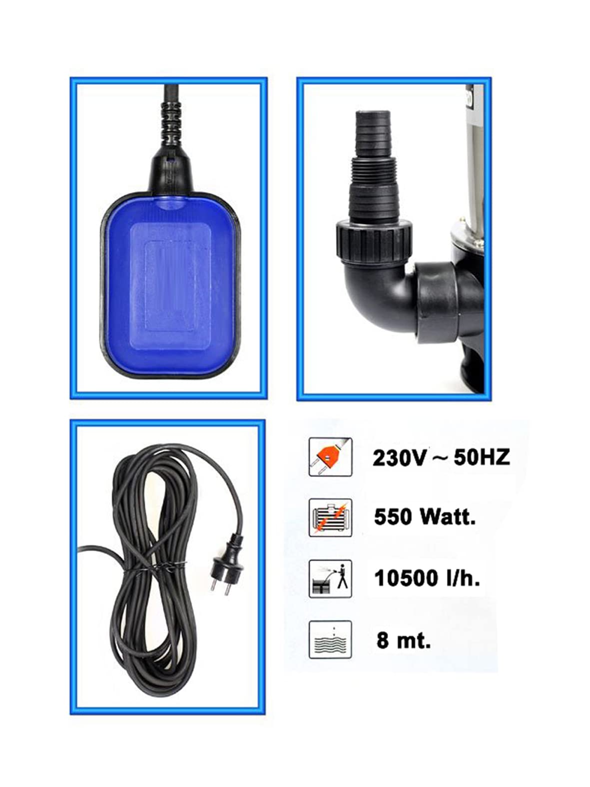Kippen 9001B - Elettropompa ad Immersione per Acque Torbide, 550 Watt