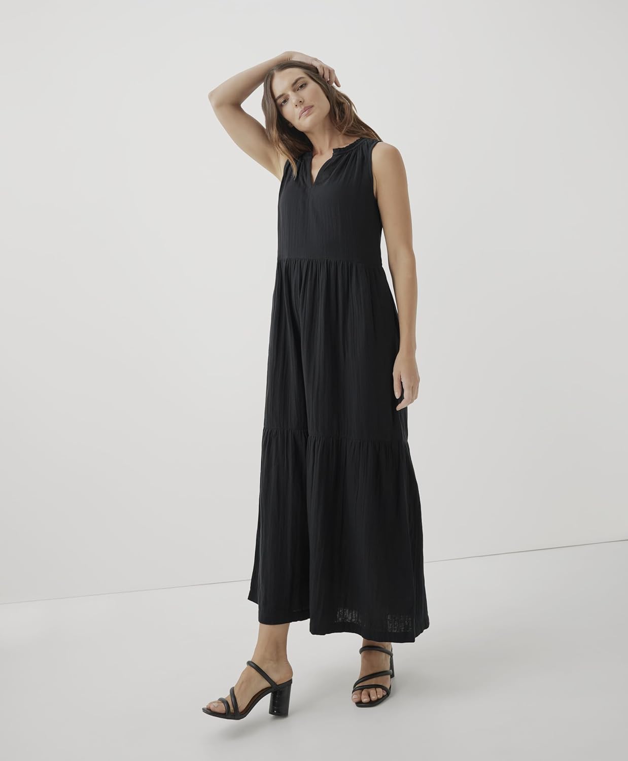 Pact Organic Cotton Women's Ruffled Maxi Dress