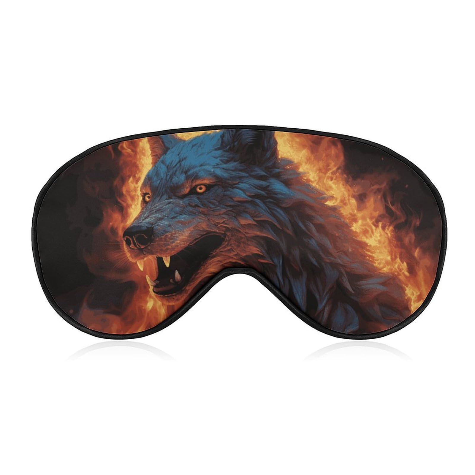 Sleep Mask Soft Comfortable Eye Mask with Adjustable Strap Eye Cover Wolf Surrounded by FireEye Shade for Men Women Work Travel