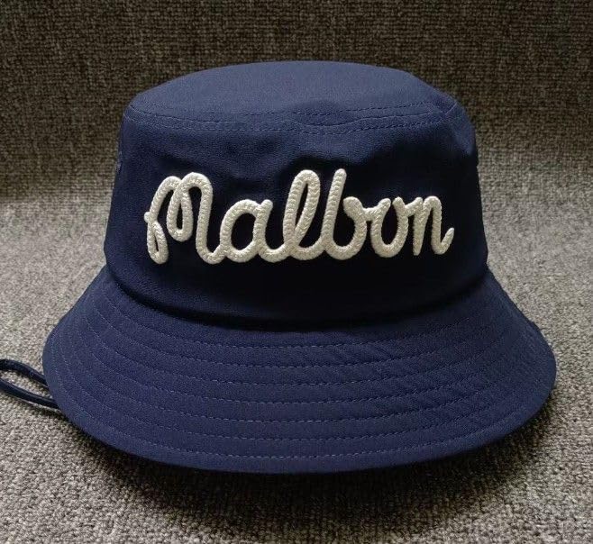 正規品　店舗購入品マルボンゴルフ　ネイビー バケットハット ロゴ入り Amazon.co.jp: Malbon Golf マルボンゴルフバケットハットネイビー