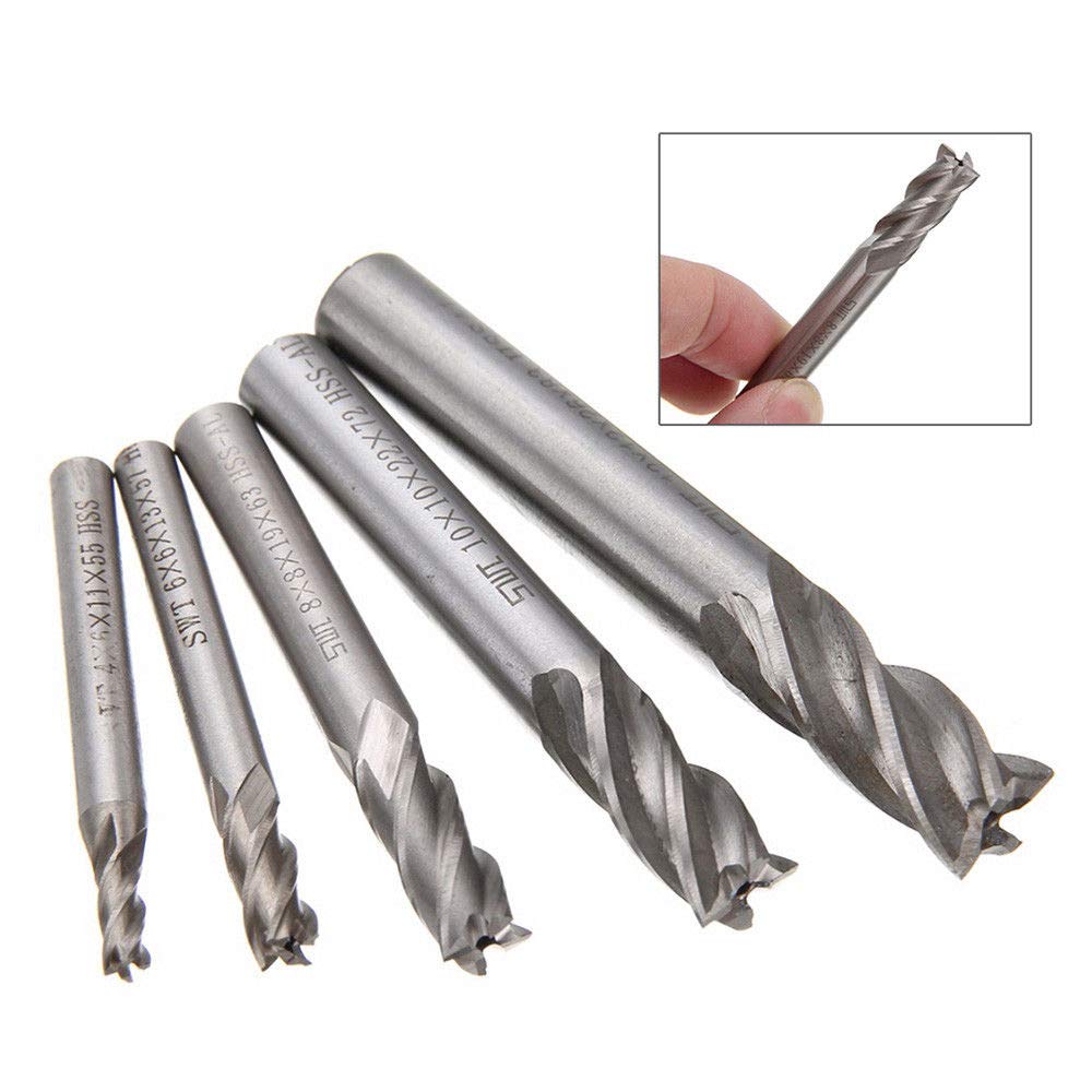Fraise BE-TOOL 3-12 mm de diamètre HSS CNC 4 cannelures à tige droite à bout carré pour cuivre, aluminium, acier, fonte, etc.