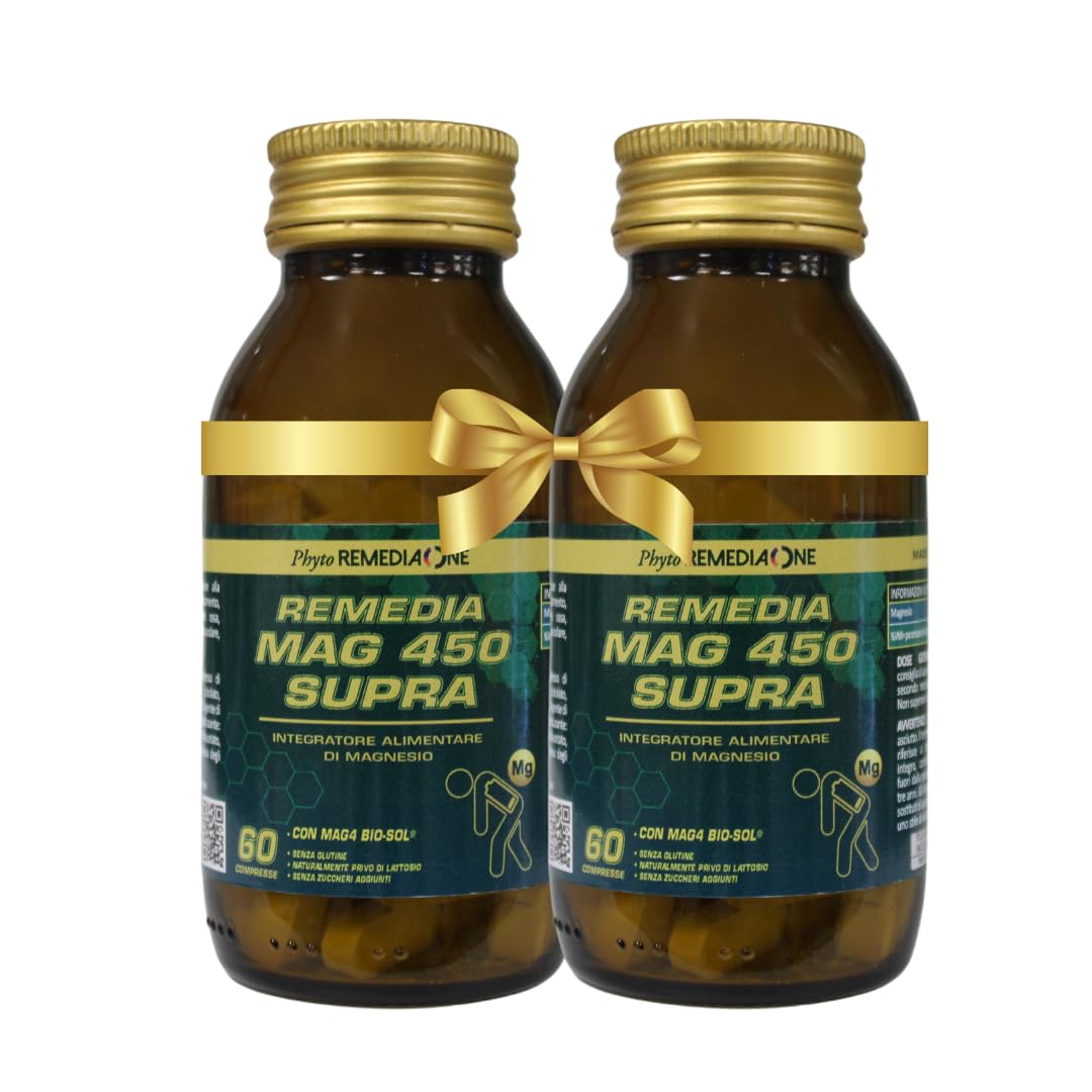 REMEDIA ONE - Mag 450 Supra, Magnesio Bisglicinato, Integratore di Magnesio Completo con 4 Sali di Magnesio, Stanchezza Fisica e Mentale - 120 Compresse