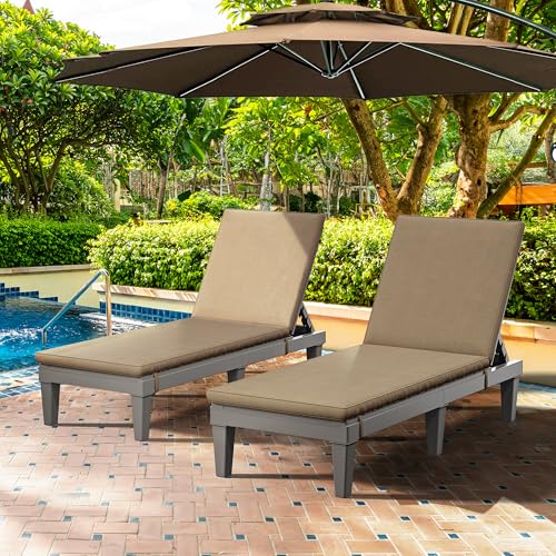 image for YITAHOME Outdoor Chaise Lounge Chair, Plastic Pool Chaise Lounge with 