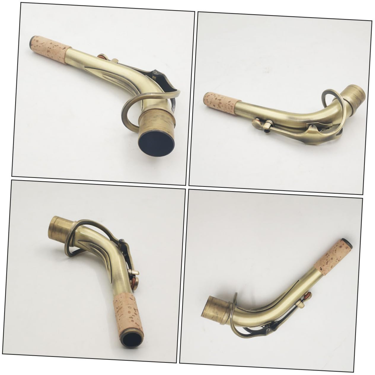 Bocchino Sax Alto in Ottone Diametro 24, 5mm Stile Antico | Collo Curvo per Sassofono, Finitura Oro, Parti per Strumenti a Fiato, Aspetto Elegante