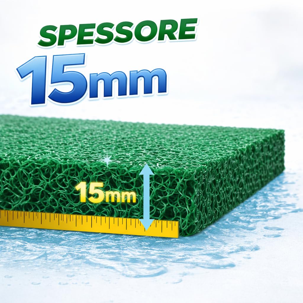 Tappeto Pavimento Antiscivolo Drenante Riccio Verde 1x3 mt – Spessore 15 mm – Permeabile, Rotolo Multiuso per Esterno e Interno – Piscina, Giardino, Doccia, Barche - MULTIUSO