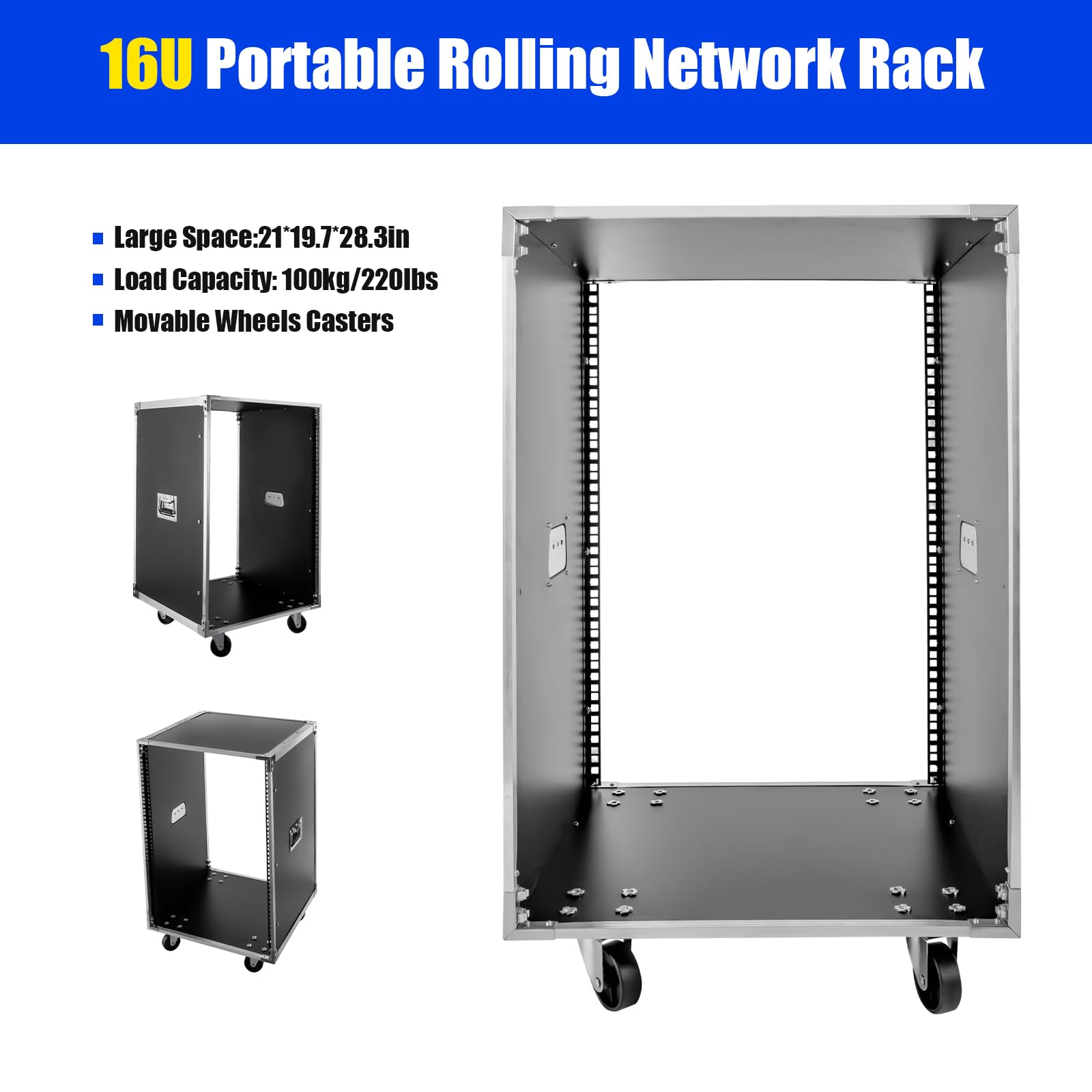 Amazon.com: 16u Av Rack Case with Wheels, Metal Studio Rack