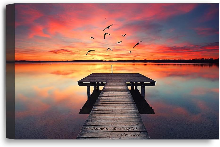 IPIC - Our Own Sunset personalized artwork with names, Perfect love gift for Anniversary, giclee canvas wall art. 18x12 18" x 12" Our Own Sunset