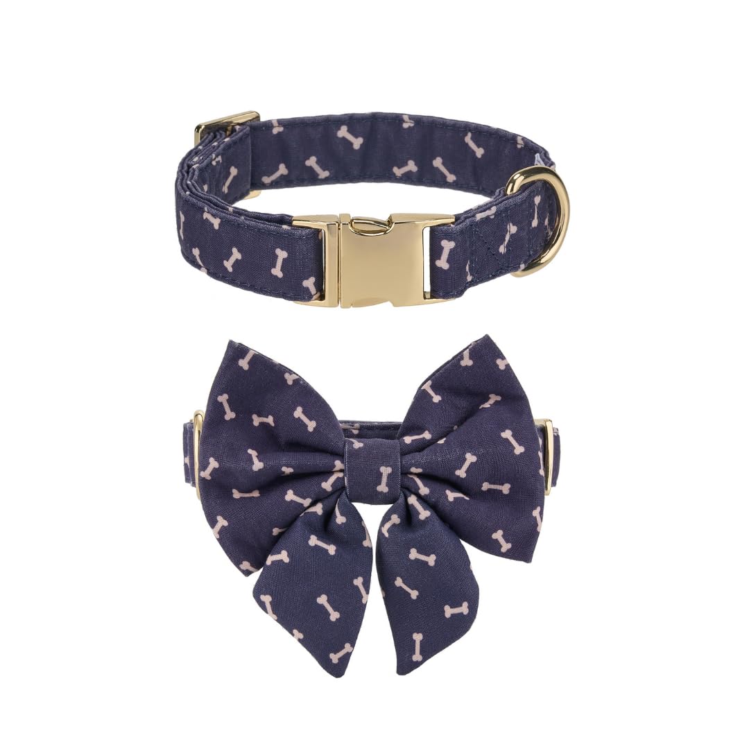 The Wagging Tail Adjustable Pet Bow Tie and Dog Collar for Lady Small Medium Large Dogs, Puppy Collar with Bowtie, Cute Lady Bow and Dog Collars -