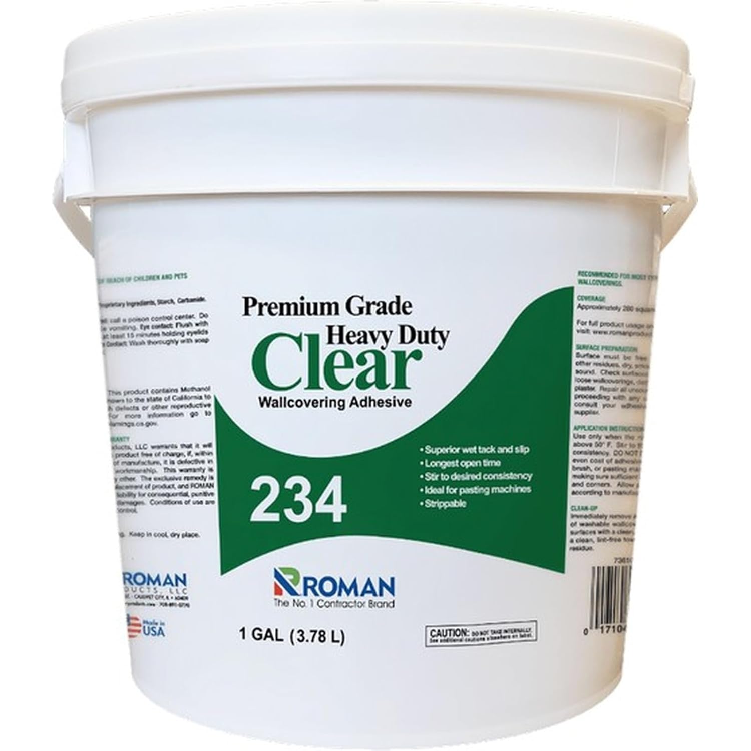 1PK 234 1gal Clear Heavy Duty Premium Grade Wallpaper Adhesive (Old Dynamite 7234-3-20) LANC-28932-NF