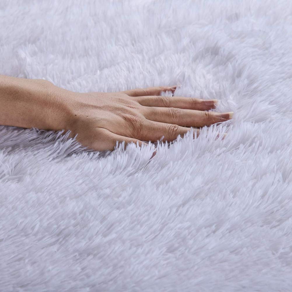 Kunstfell Dekofell Lammfellimitat Teppich, Teppich Kurzflor, Antistatisch Robust Qualität, für Wohnzimmer Esszimmer Gästezimmer, Weiß, 40 x 90 cm