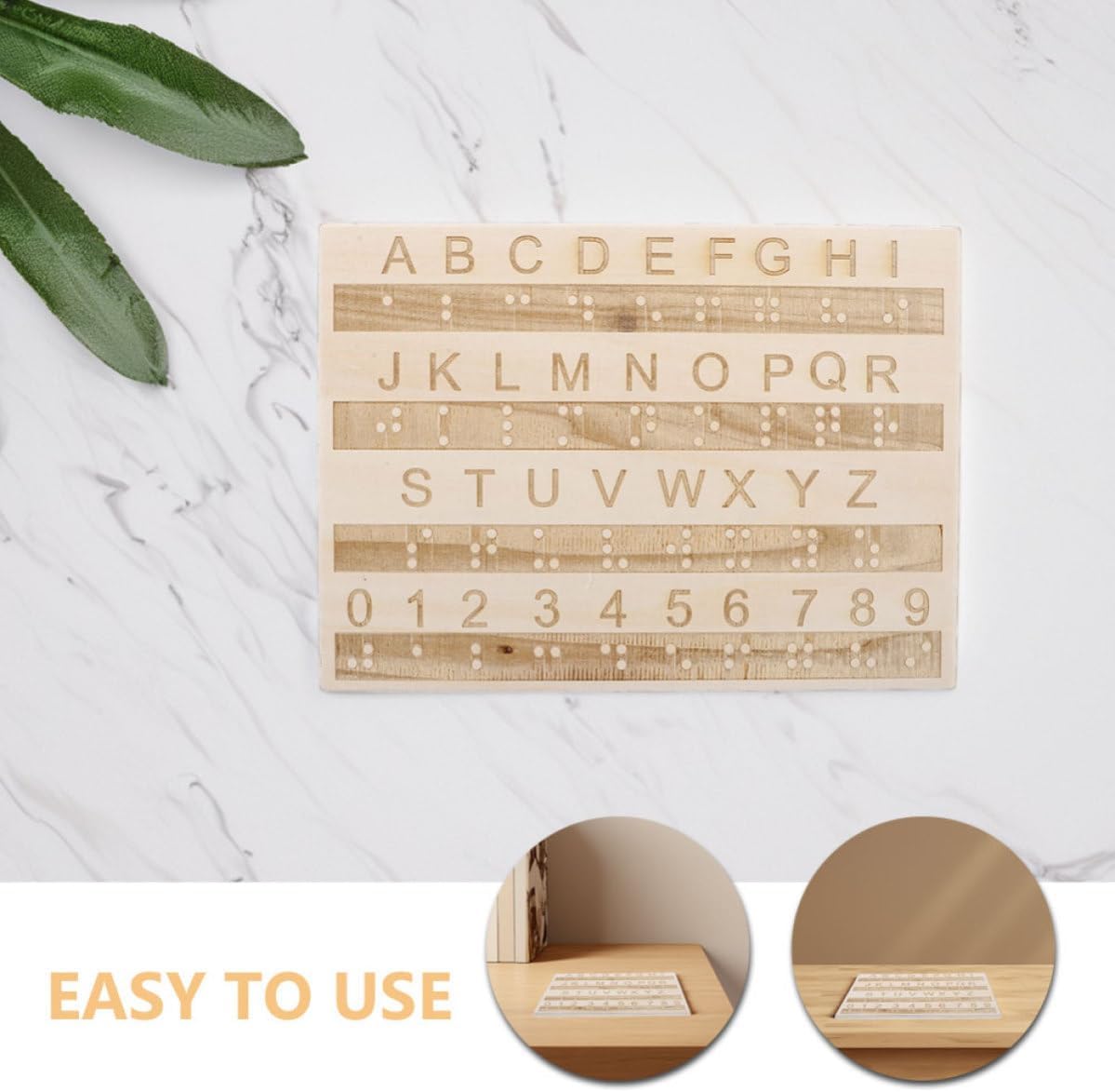 3pcs Wooden Braille Alphabet and Number Board Teaching Aid