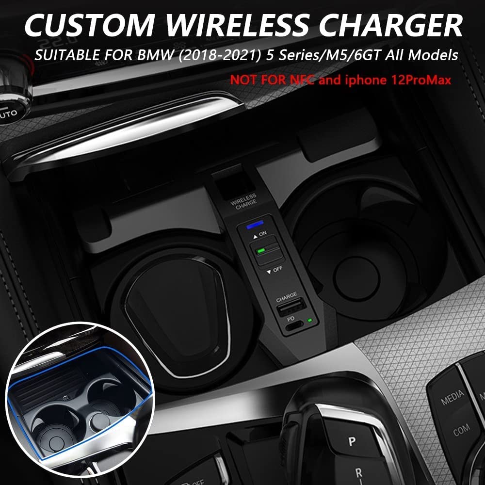 BMW G30 5シリーズ　ワイヤレス充電器 ブラック Qi対応 Amazon.co.jp: 2021革新版 車載 ワイヤレス充電器 BMW 5シリーズ