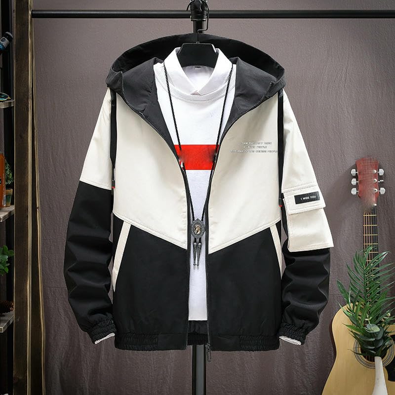 Veste ample à capuche homme coupe décontractée mi-saison style ouvrier