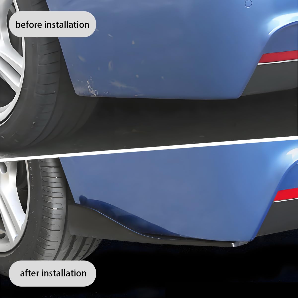 OtpOutopa Universal Rear Diffuser Car Spoiler, Rear Bumper Lip Body Spoilers Black Lip Side Skirt Spoiler Splitter Wrap Angle Protector Exterior Decoration Trim Kit Anti-Scratch (Smooth Black 1)