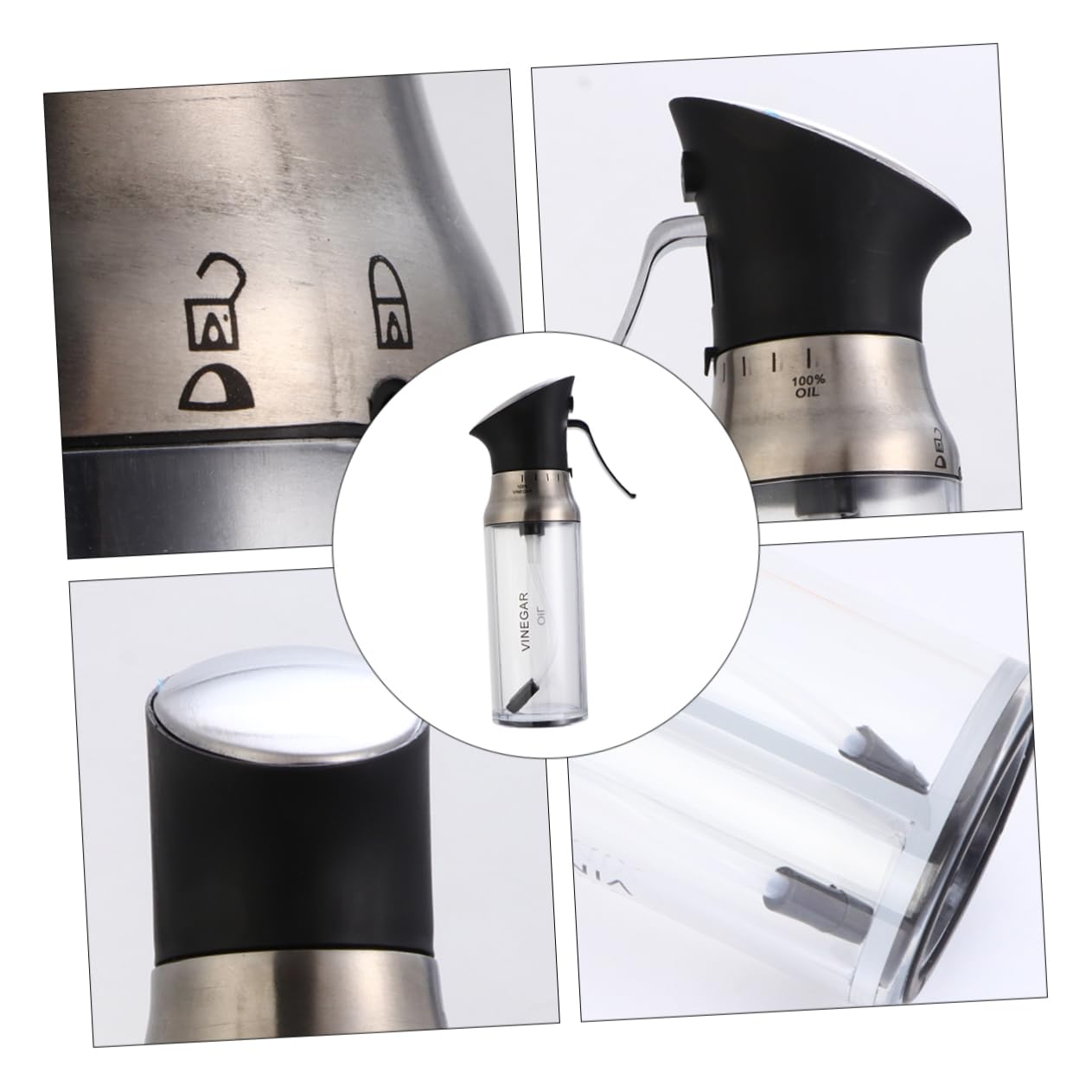 200ml Verstellbare Ölsprühflasche aus Kunststoff und Edelstahl Lebensmittelechter Dosierer für Öl und Essig für Küche Beim Kochen