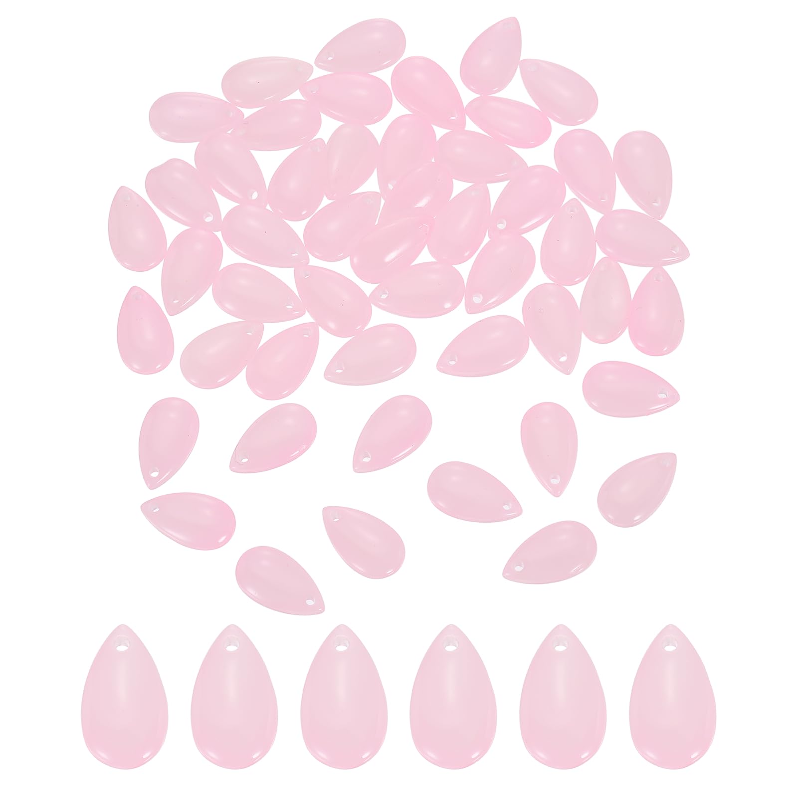sourcing map 60 Pcs Teardrop Crystal Glass Beads, 8x14mm Teardrop Glass Charm Pendants Water Drop Beads Top Drilled for Jewelry Making DIY Craft Bracelets Necklace, Matte Pink โ image 1