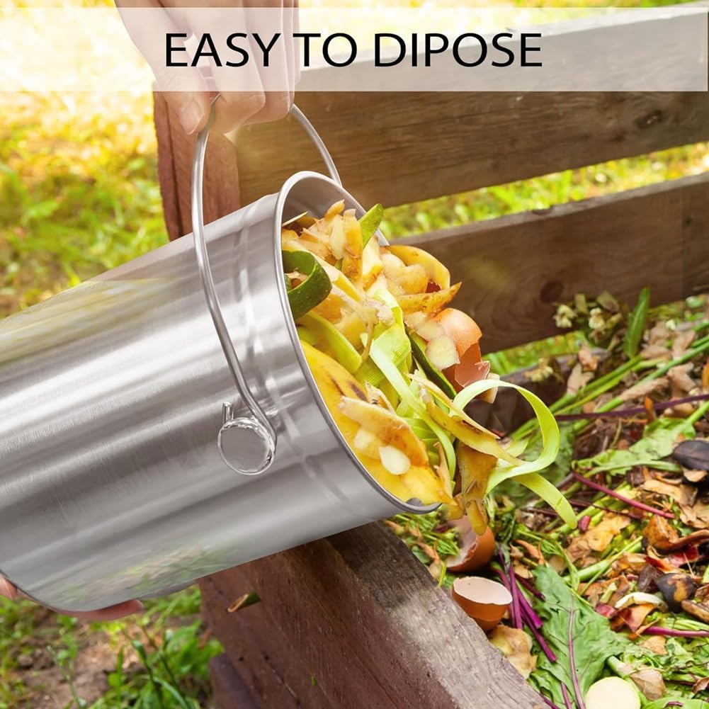 Cestino per compost per bancone della cucina, piccolo cestino da appendere sotto il lavandino, secchio per compost montabile da 1,3 galloni, secchio per rifiuti con coperchio ermetico (blu
