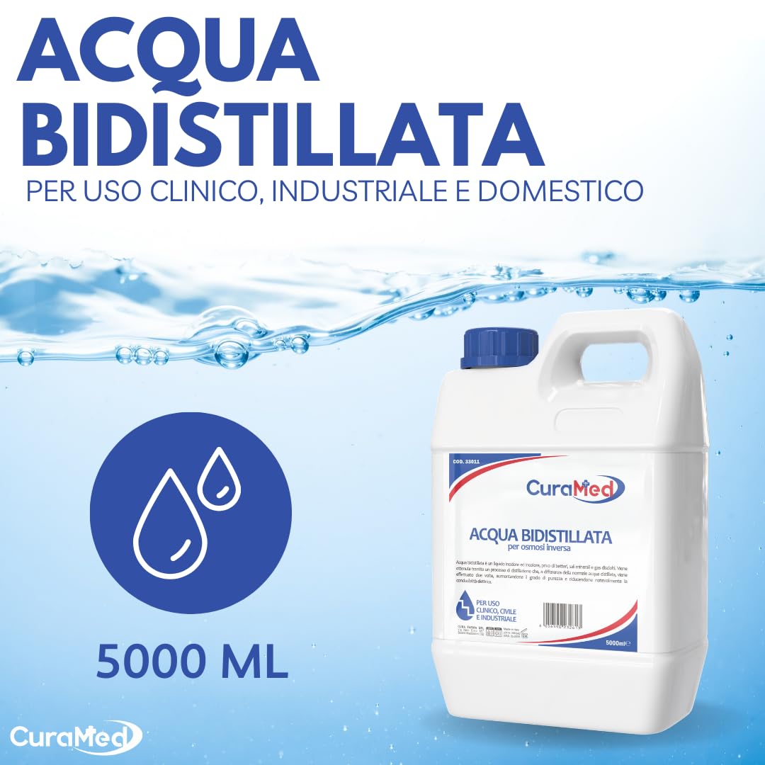 Cura Farma Acqua Bidistillata – Tappo A Vite con Sigillo di Sicurezza – 5lt – Originale