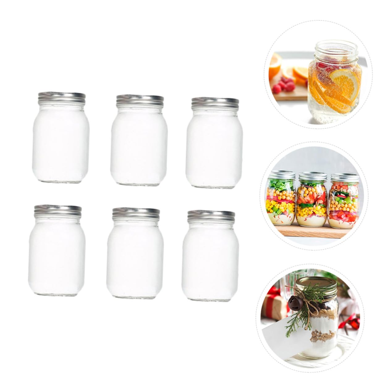 VALICLUD 6 Stück Teiliges Transparentes Glas Vorratsglas Rund Luftdicht Verschließbar Vielseitig für Marmelade Honig Tee Trockenfrüchte Hygienisch und Praktisch für Küche und Haushalt