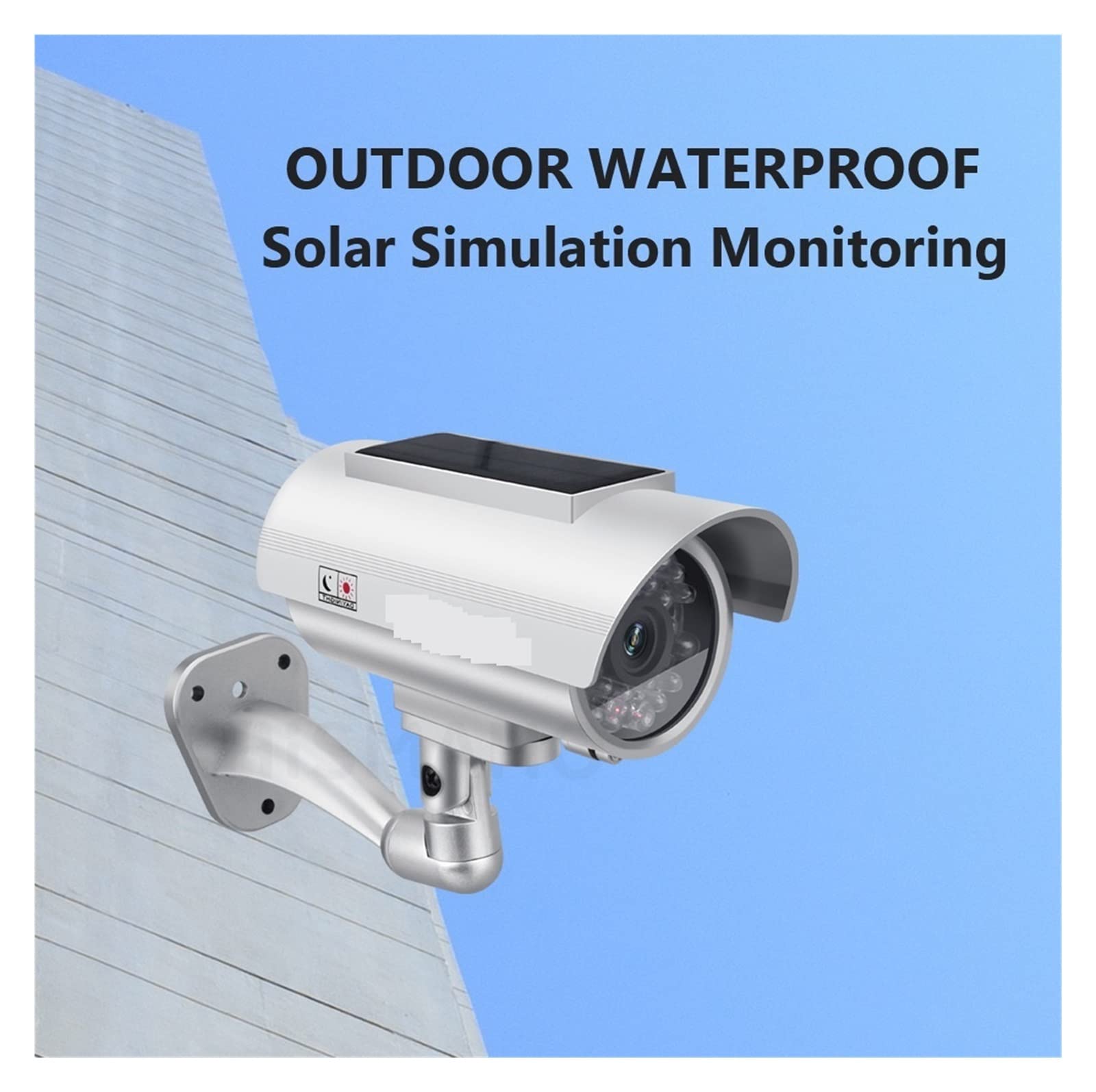 Caméra de sécurité Solaire extérieure Fausse caméra Solaire extérieure CCTV Surveillance Simulation caméra factice Protection de sécurité à Domicile Balle avec lumière LED Clignotante (Argent