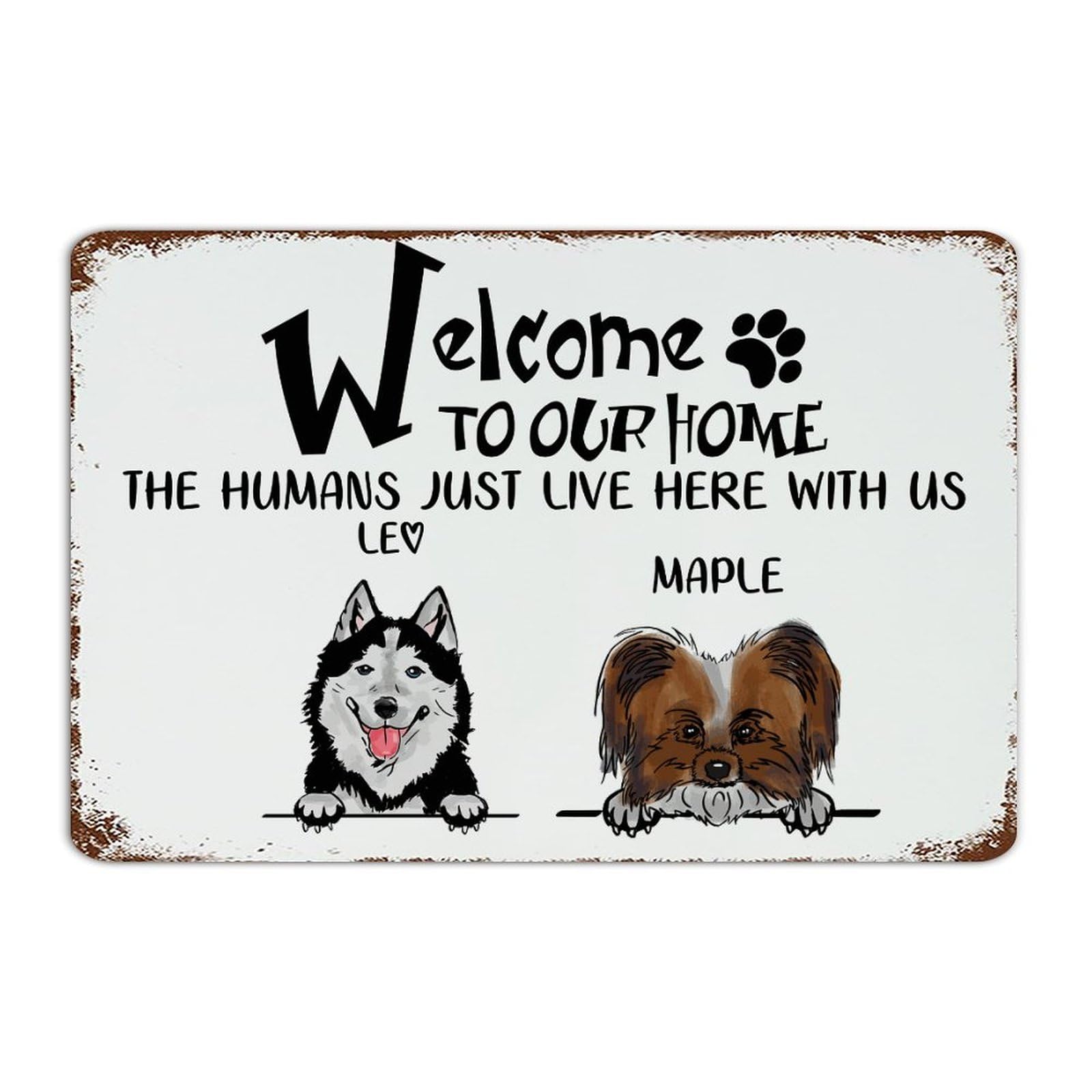 Plaque en métal personnalisée Welcome to Our Home en aluminium de 30x45 cm pour porte d'entrée