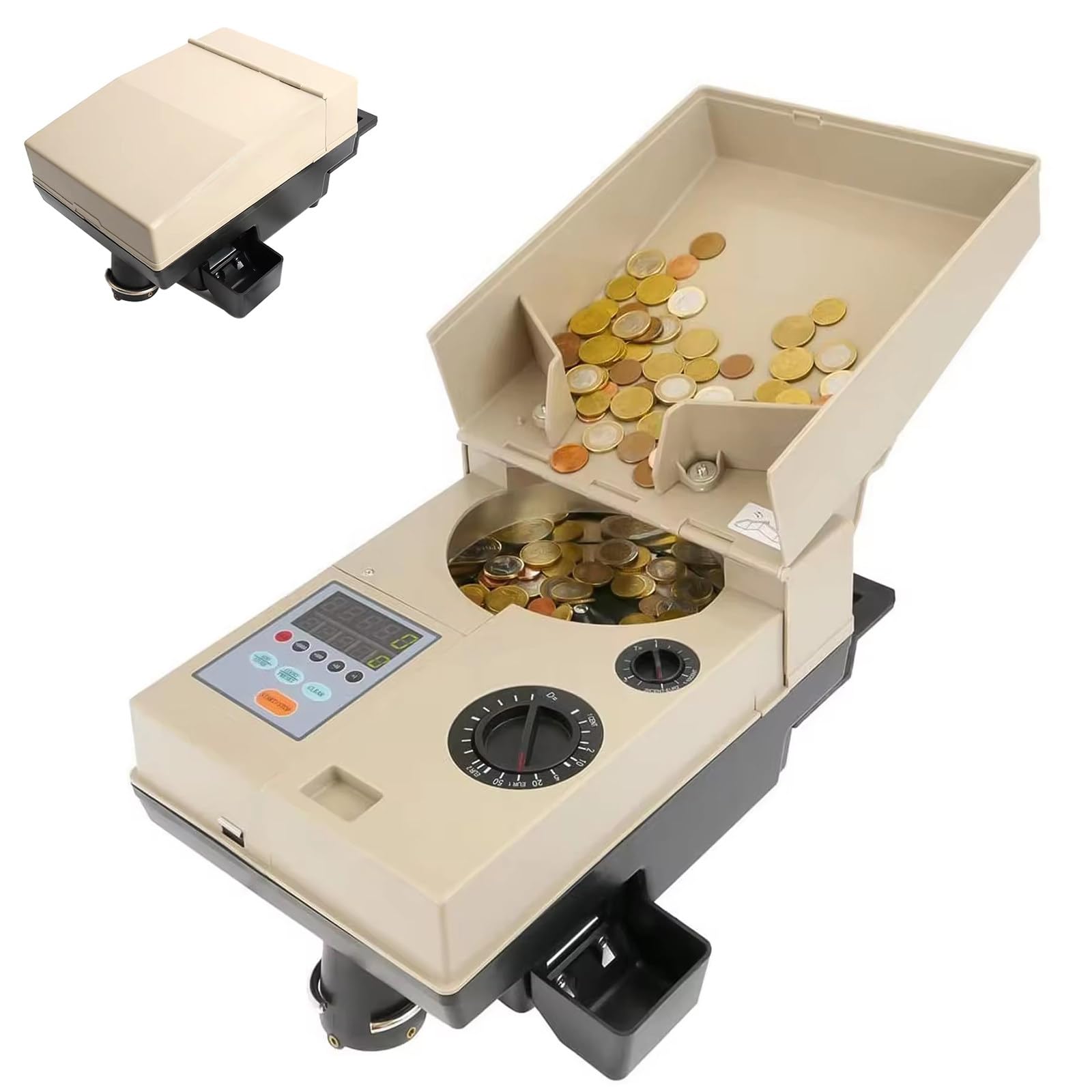 Contatore di Monete selezionatore elettronico, 1200 Pezzi/Minuto contamonete ad Alta velocità per Monete da 15 mm a 34 mm, Macchina per la Selezione di Monete per Banche, Negozi, ristoranti