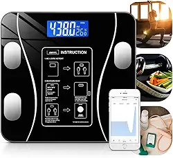 Balança Digital Bioimpedância Bluetooth Aparelho Alta Precisão Capacidade IMC Gordura Agua Corporal Massa Muscular Massa Óssea Taxa Metabólica BMR Vidro Temperado LED App Para Android IOS Premium