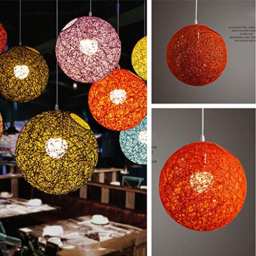 Preisvergleich Produktbild elegantstunning 20cm Rattan Ball Lampenschirm Licht Fall hängende Anhänger (keine Lichtquelle) mit E27 Suspension Wire & Round Sucking Disk