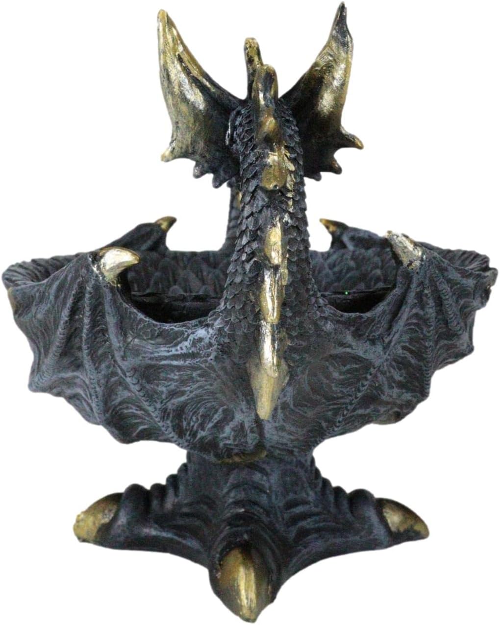 Ebros 12"Wide Twin Double Horace Blue Eyed Dragons Decorative Jewelry Potpourri Fruits Bowl Dish Holder Statue With Dragon Claws Pedestal Base Fantasy Boudoir Decor Figurine