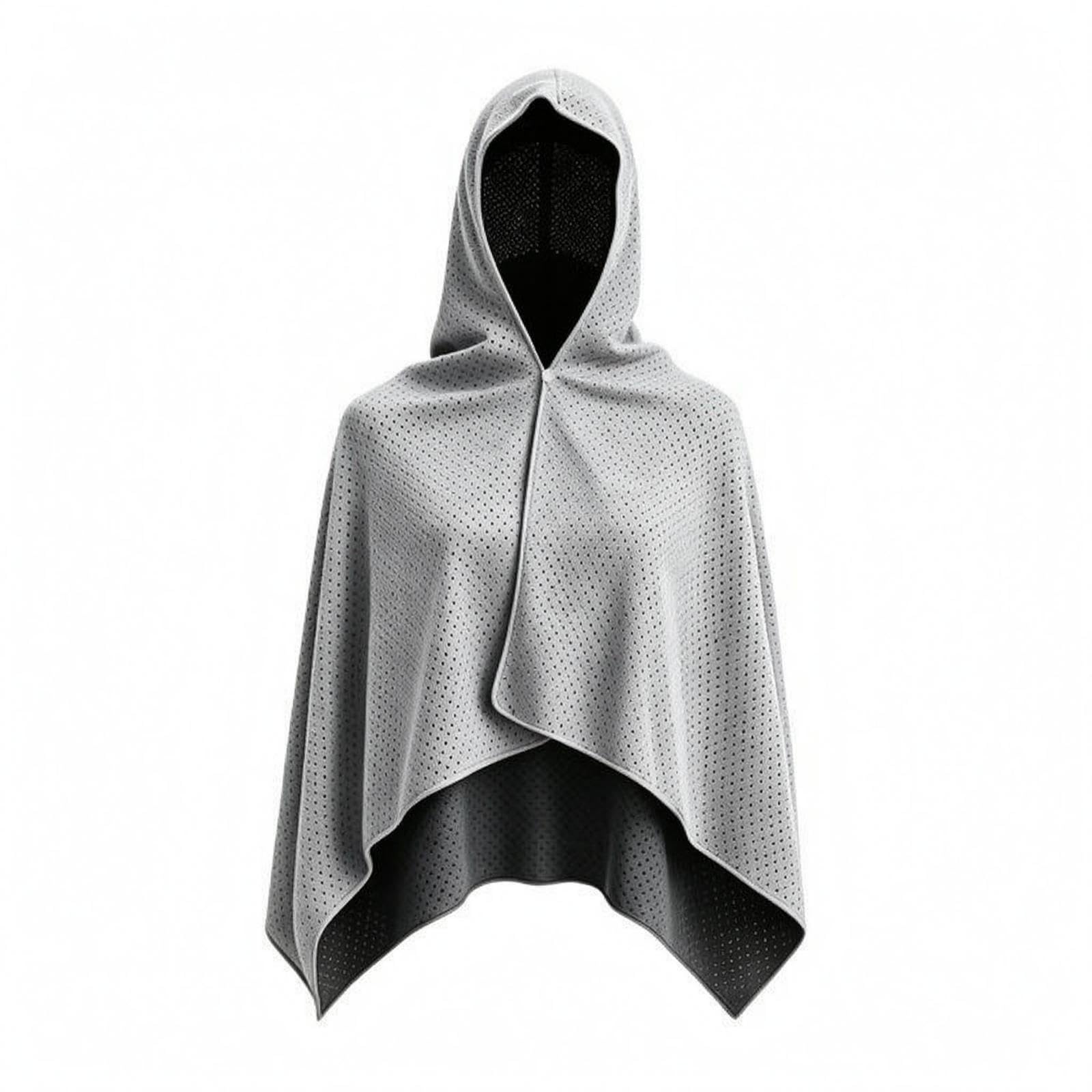 Hooded Sun Shroud Breathable Sun Protection Shawl Quick-Quick-Dry Mesh Poncho Light Gray-image-33