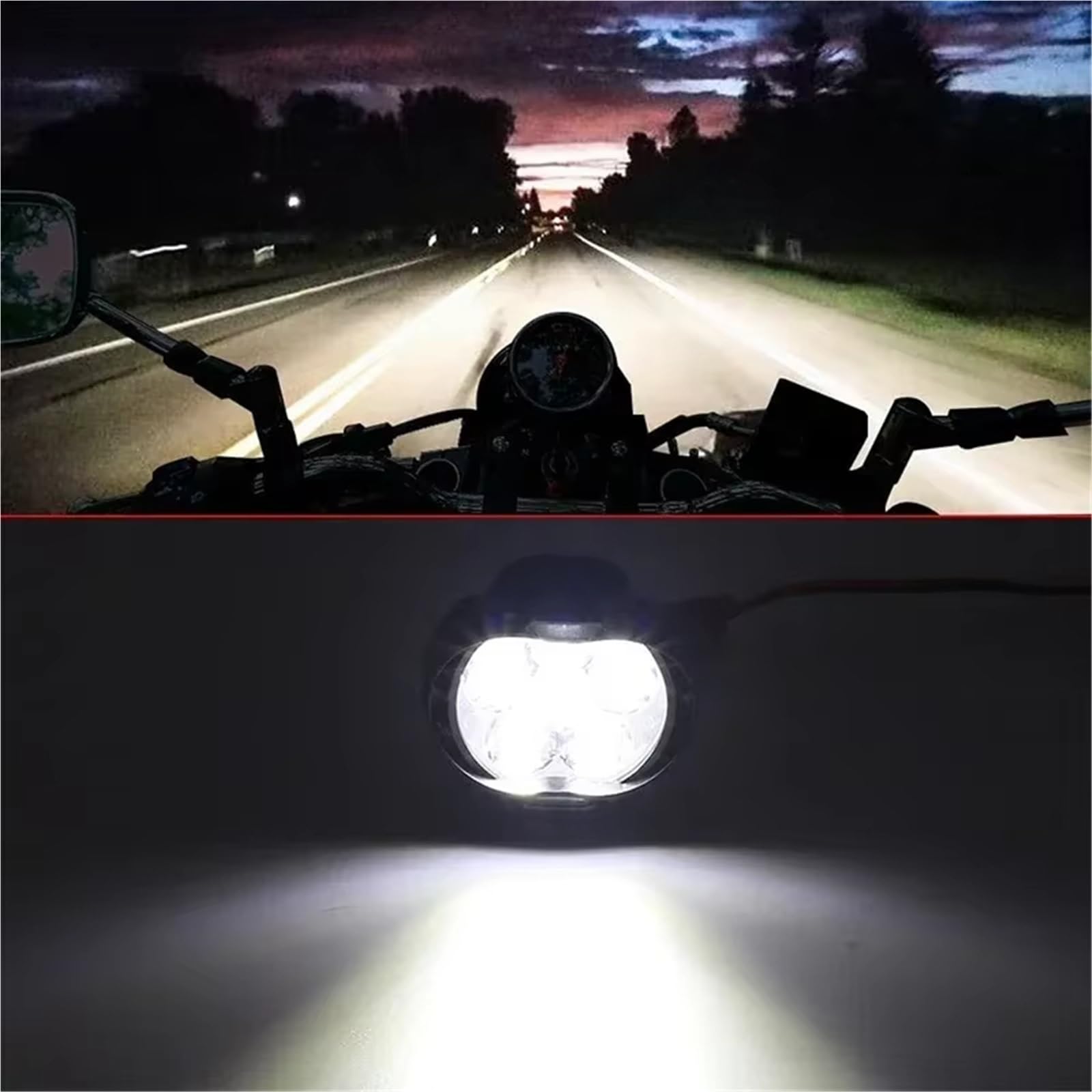 Phare Avant Moto Phares Moto Feux Auxiliaires Scooter Projecteurs Ampoules Antibrouillard À 6 LED Feux Travail Avec Interrupteur Feux Phare(4 piece)