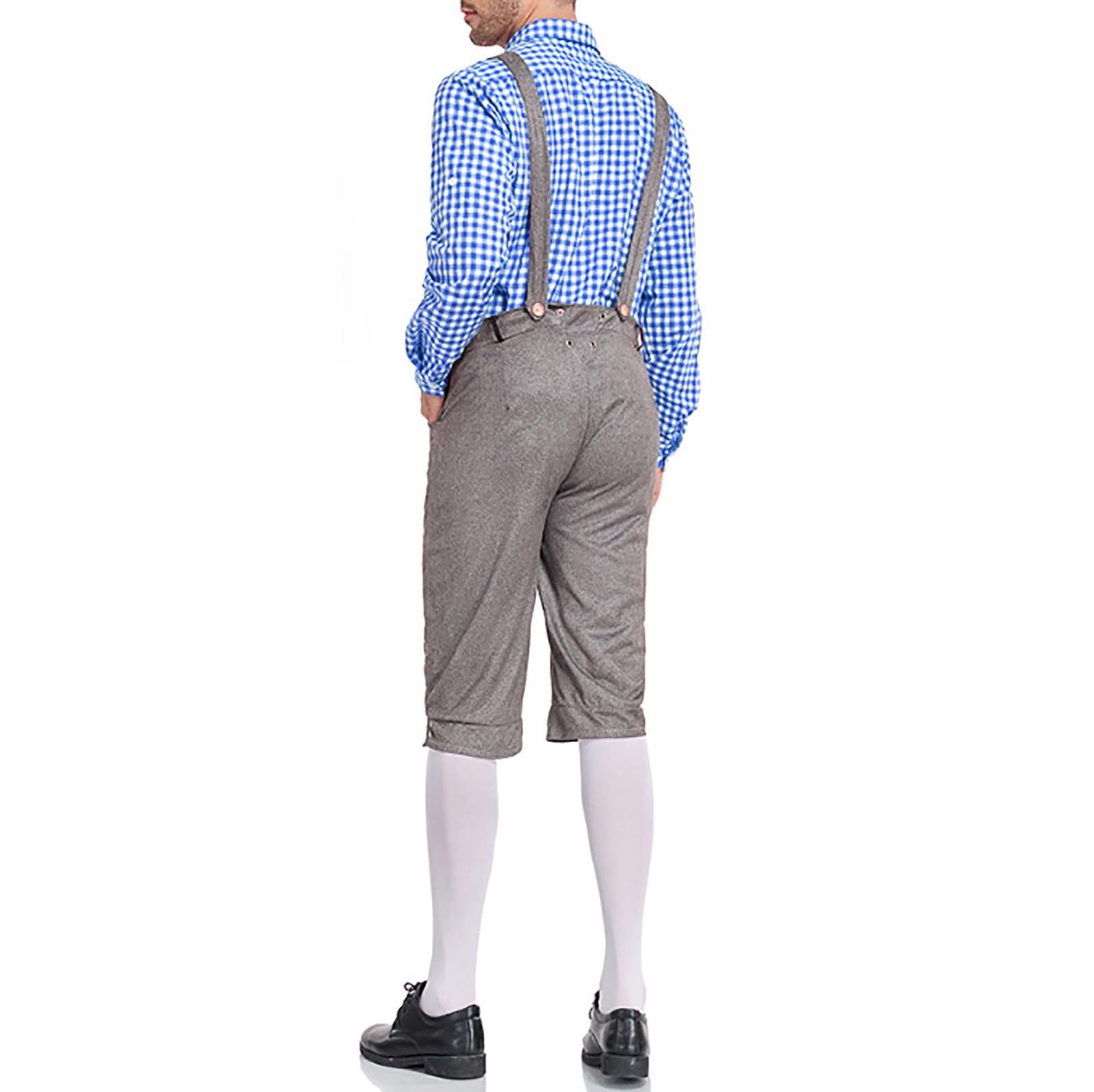 Oktoberfest Trachten Set Für Herren, Oktoberfest Outfit Herren, Lederhosen + Trachtenhemd Herren Deutsch Bayern Oktoberfest Kostüm Set Trachtenlederhose Mit Trägern Für Cosplay Party Karneval