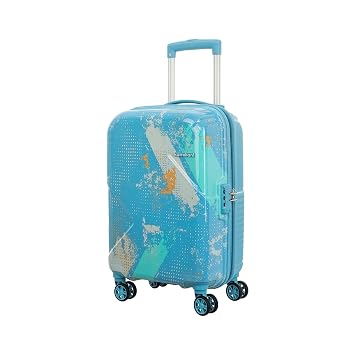 Kamiliant by American Tourister ATHER|Printed Cabin Trolley Bag Small Size (55 cms) for Travel| Hard Case Polypropylene (PP) Suitcase|360° 8-Wheel Spinner Luggage Trolley|Combination Lock|Sea Blue