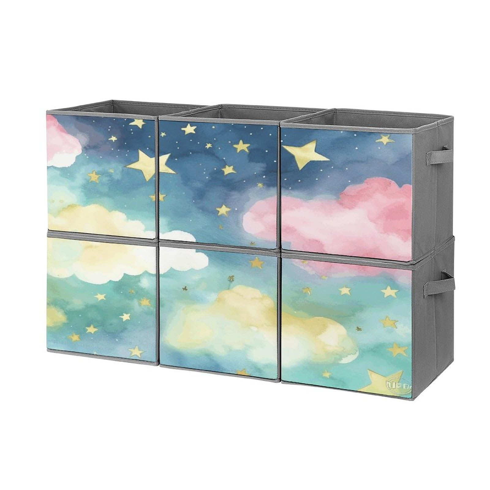 Boîtes de rangement empilables pour chambre d'enfant avec jolies étoiles aquarelles