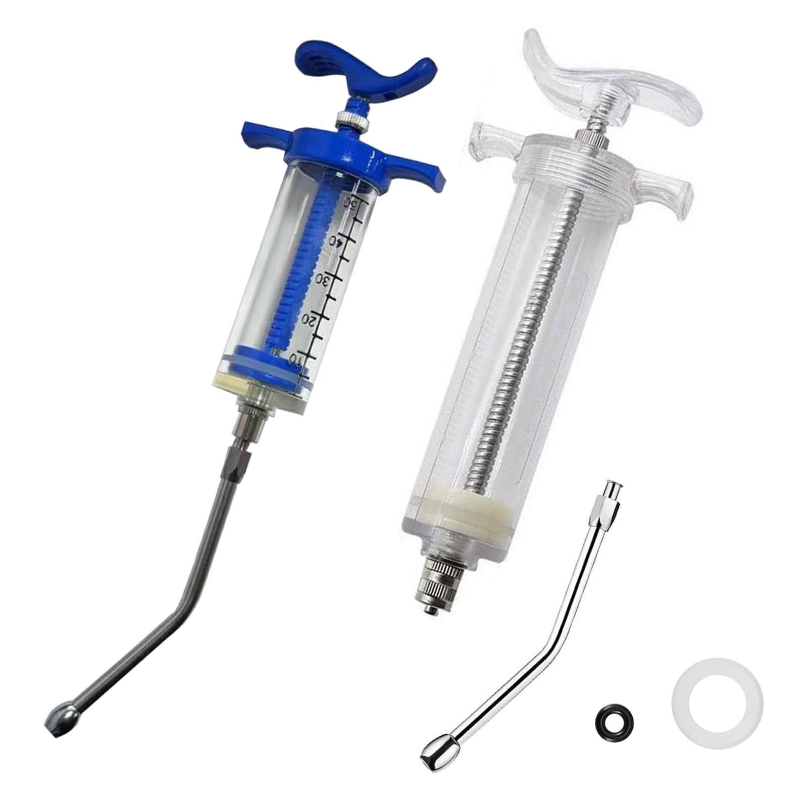 2 Set Feeding Syringe with 2 Drench Nozzle, Adjustable Dosage, Reusable Drench Gun Syringe for Small Animals Newborn Pet Livestock, Small Sheep Pig Dog Cat Bird Feeding Nursing Supplies (10ML+50ML) — Amazon image 7