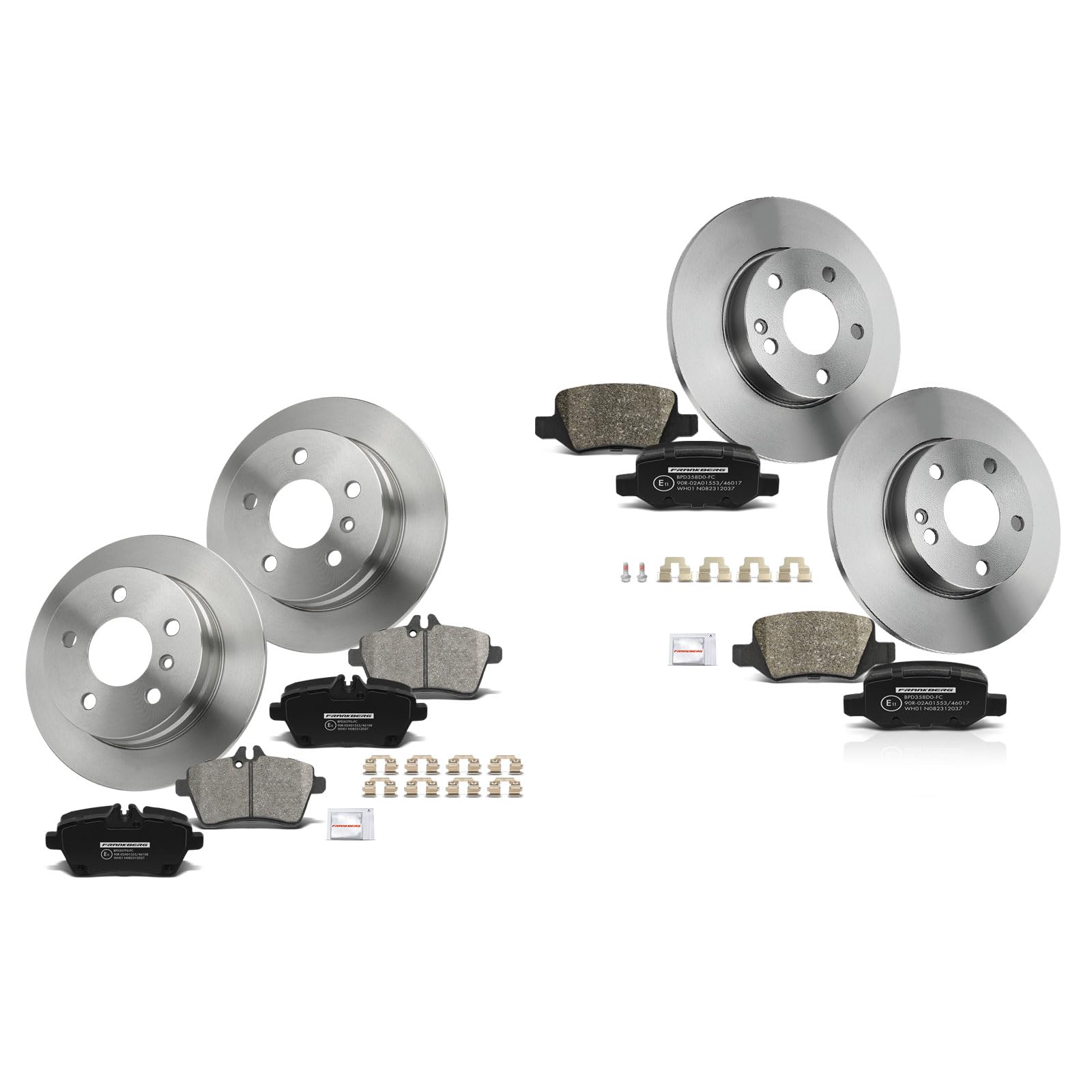 Frankberg Set freni incl. 4x Dischi Freno + 8x Pastiglie dei Freni Anteriore Posteriore Compatibile con Classe A W169 A 150 A 160 A 160 CDi 2004-2012 Replace# 1694201120, 1694200320