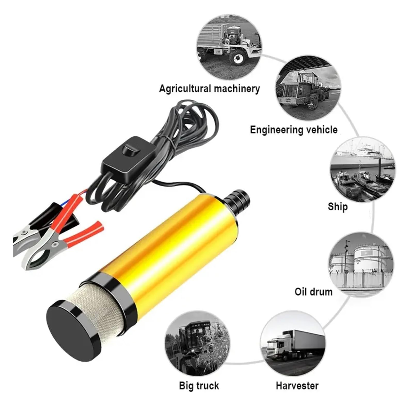 Regulowana mała pompa zanurzeniowa DC12V obudowa ze stopu aluminium, elektryczna pompa do transferu paliwa olejowego, 12 l/min (12 V, 38 mm)