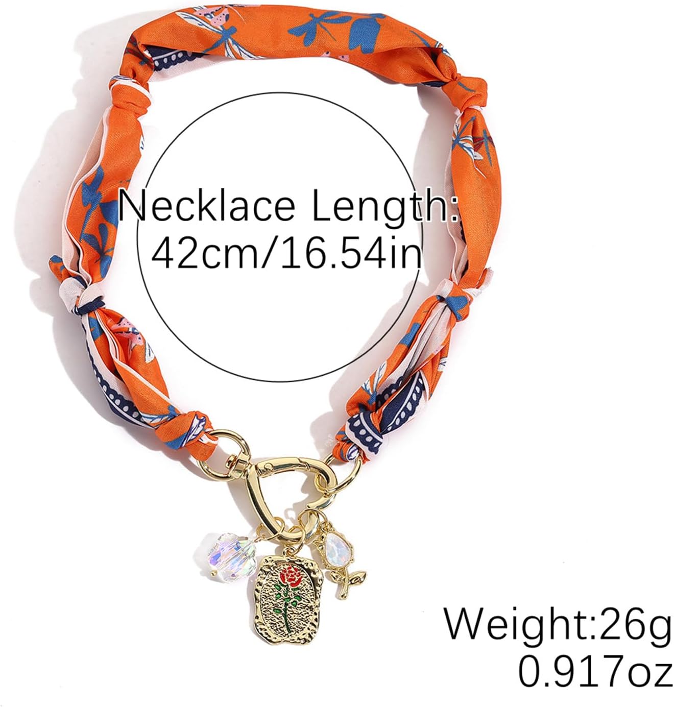 Vintage Scarf Necklace for Women,Adjustable Bandana Choker Silk Leopard Pearl Necklace Boho Beach Ceramic Jewelry Leaf Butterfly Starfish Coin Pendant Necklaces Summer Holiday Jewelry - Image 3