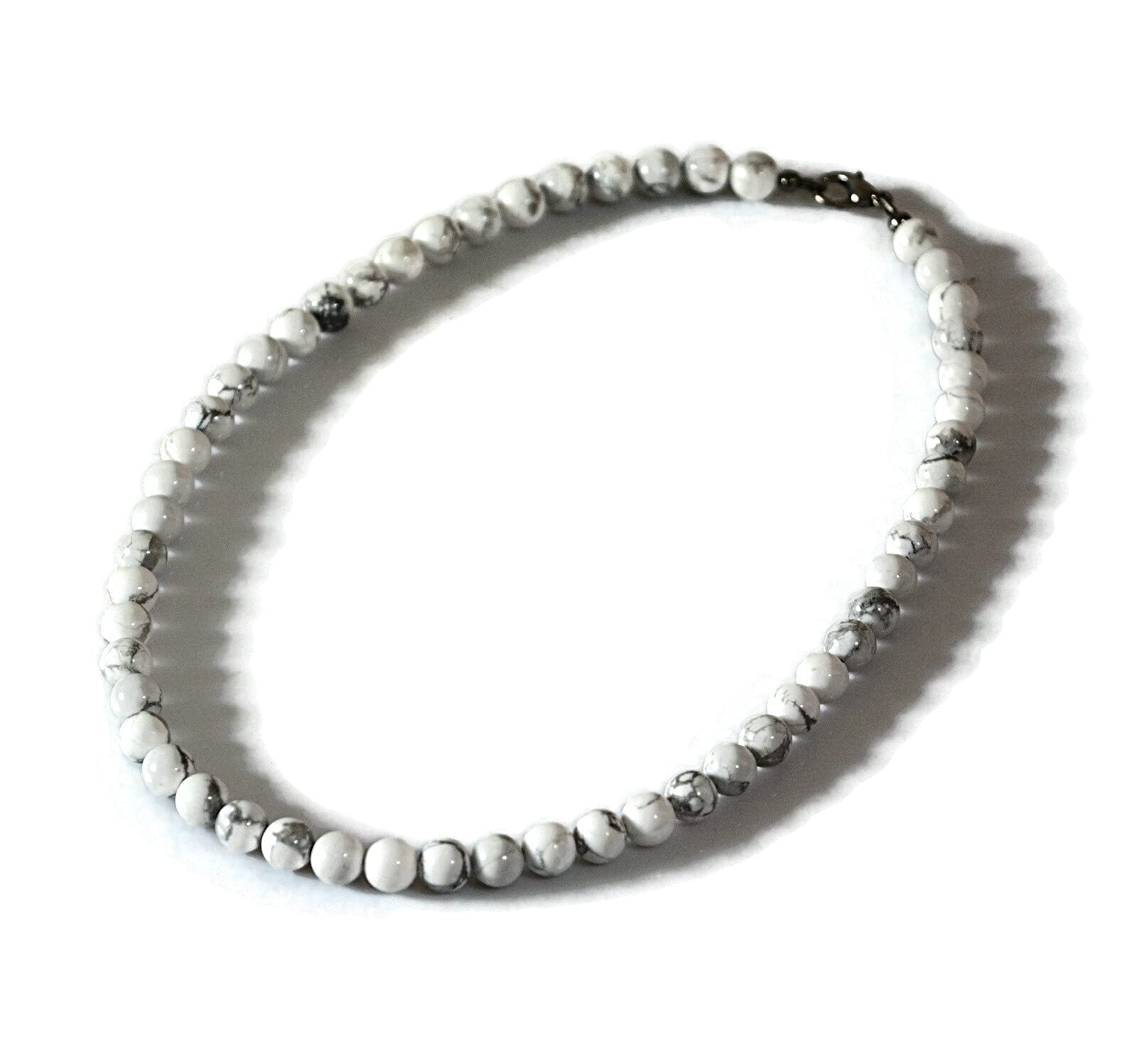 White Howlite Beaded Choker Necklace for Men Handmade Jewelry