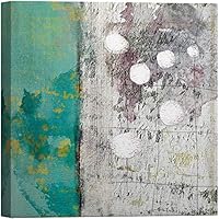 SIGNWIN Canvas Wall Art Green, Yellow-White Color Blocks with Circles on Concrete Wall Abstract Texture Art Modern Art Industrial Urban Multicolor for Living Room, Bedroom, Office - 12x12 inches