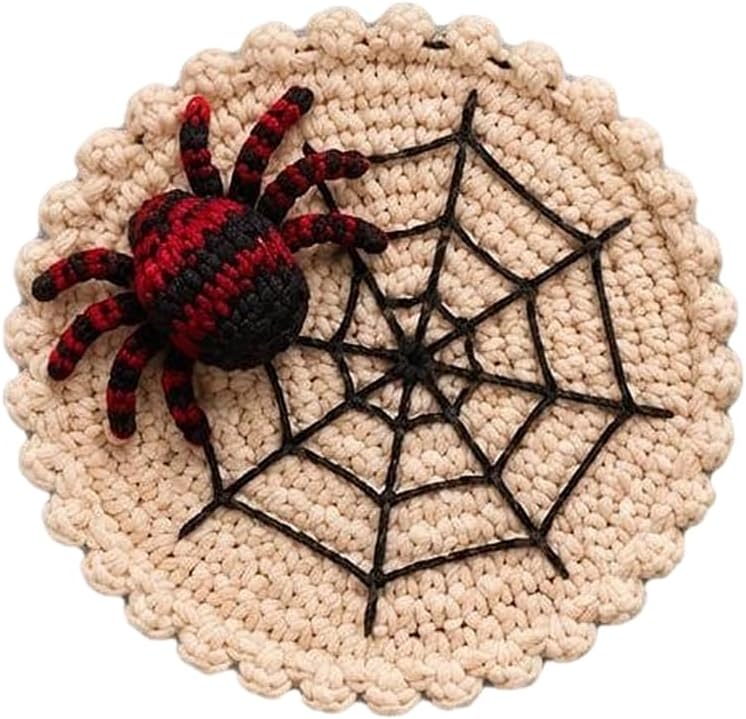 Crochet Spiders Web Cup Pad for Desk and Coffee Table Display