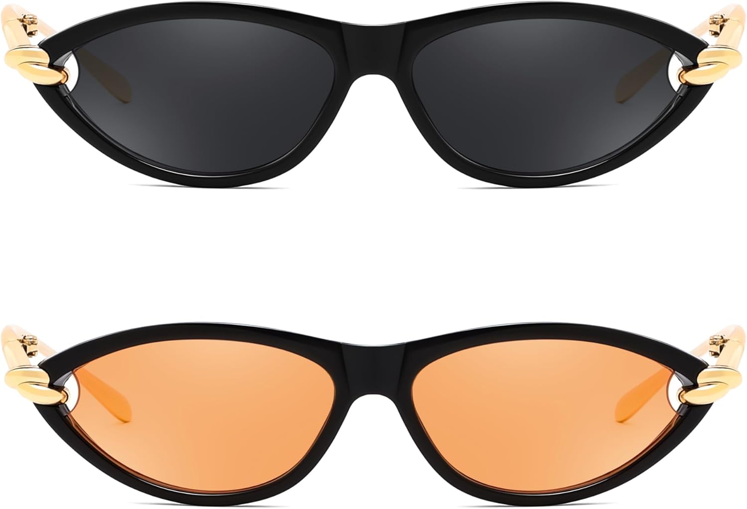 FEISEDY Retro Oval Cat Eye Sunglasses for Women Y2k Small Cateye Sun Glasses Womens Mens Trendy 90s Shades B4186 - Image 5