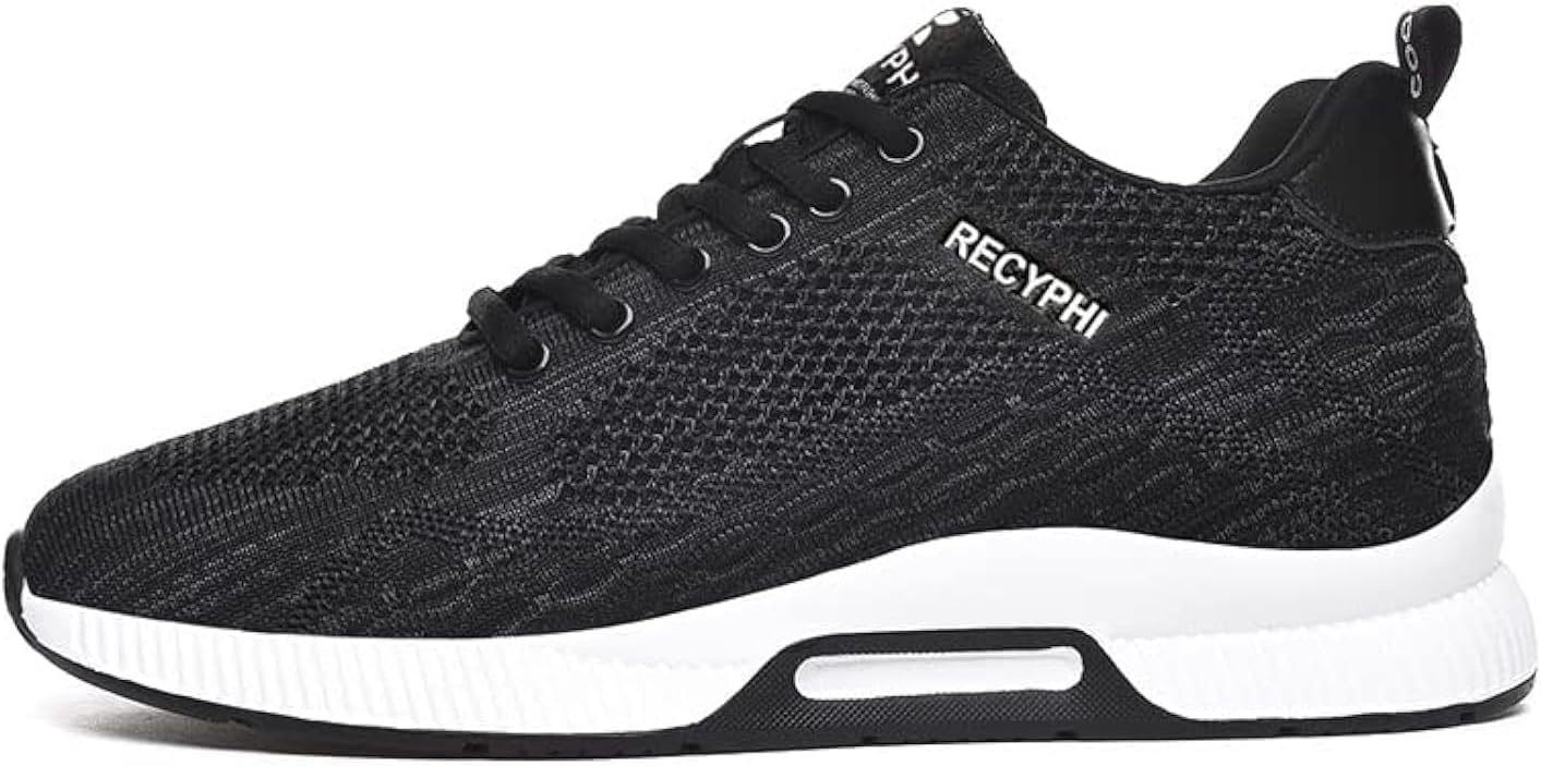 Recyphi Men's Invisible Height Increasing Elevator Shoes Lightweight Sport Shoes Height Lifting Fashion Sneakers 2.4'' Taller