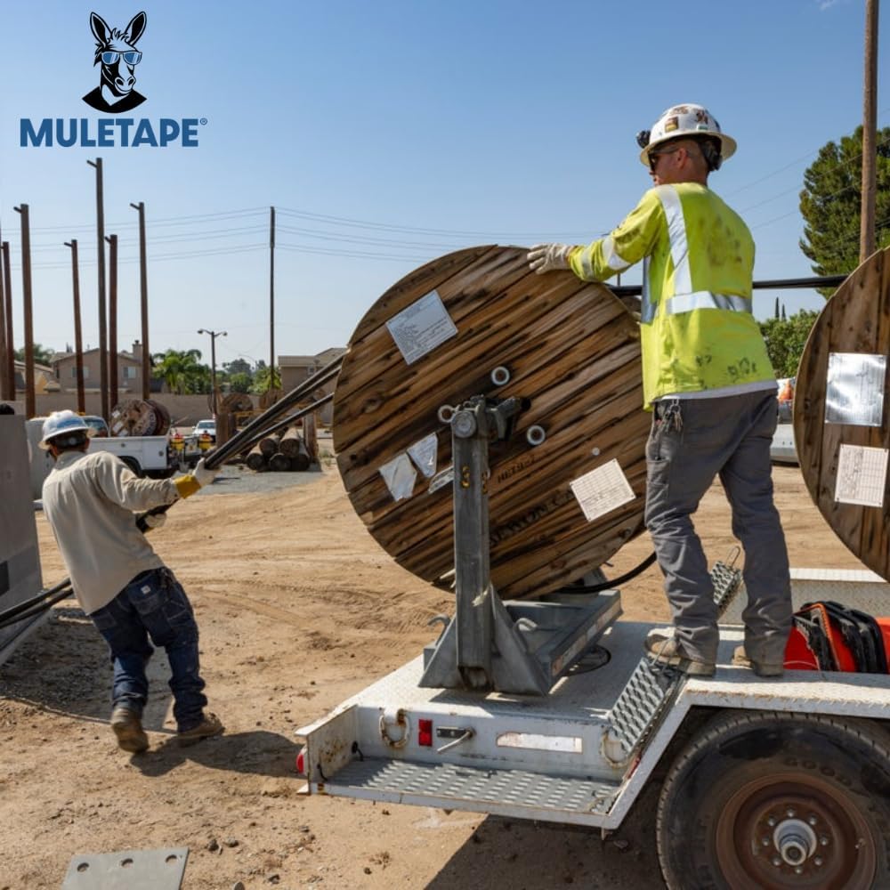 Official MULETAPE®, 41271, WP 400, 3-1 Premise Bucket Professional-Grade Cable Pulling Flat Tape with Measured Markings, 400lb Tensile Strength, 1/4" Flat Pull Line, 4,500 ft Bulk Spool