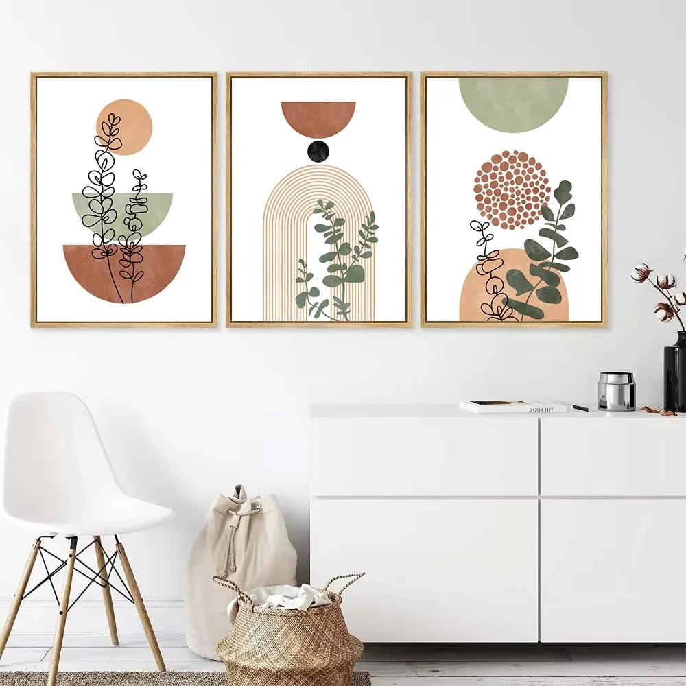 WBYZAC Botanical Posters-Modern Bohemian Abstract Plant Leaf Poster Printing Medieval Geometric Plant Wall Art Painting Living Room Kitchen Home Decoration-60 * 80cm*3PCS (No Frame)