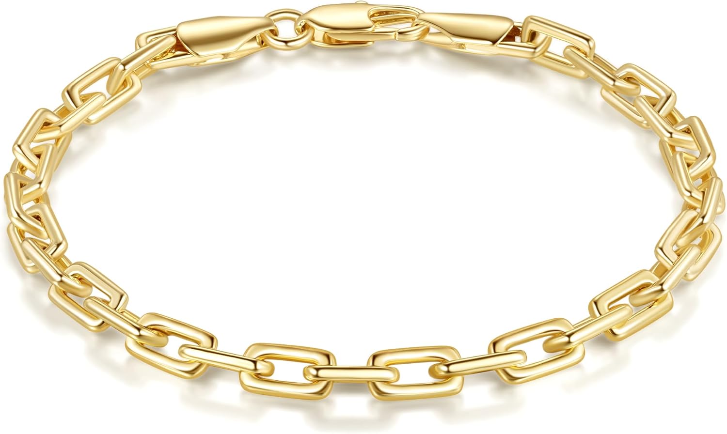 14K Gold Bracelet for Women 14K Gold Bracelets for Women Trendy Paperclip Bracelet for Womens Clean Oval Links Mens Bracelets